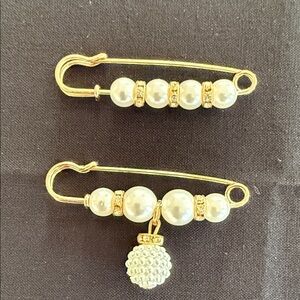 Gold and Pearl Decorative Safety Pins